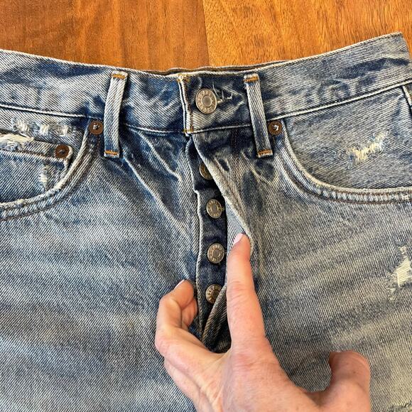 AGOLDE Jaden Short in Surreal Sz 24‎ Blue Denim Jean Cutoff High Waist Cute Sexy - Picture 10 of 16